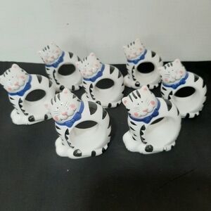 Set of Ceramic Cat Napkin Rings